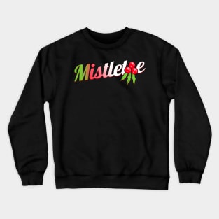 Green Red White Mistletoe Logo For Christmas Crewneck Sweatshirt